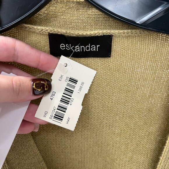 $1090 NWT eskandar Hay Beige Knit Cashmere Cardigan Sweater size one size - Picture 6 of 7